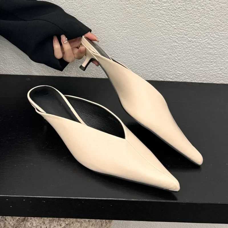 Fashion Pointed Toe Mules Shoes Low Heel Sandals Elegant Dress Sliding Comfortable Designer Pump Womens Y250315