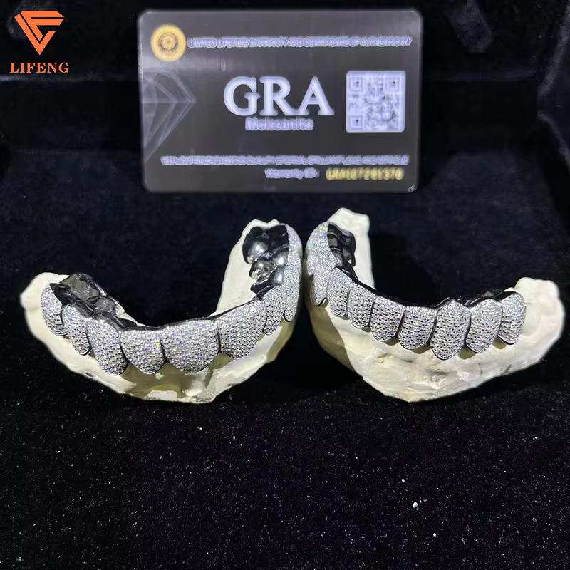 VVS Moissanite Grillz Iced Out Women and Men Hip Hop Fine Jewelry Grills Teeth Grillz Custom 925 Sterling Sliver Diamond Grillz