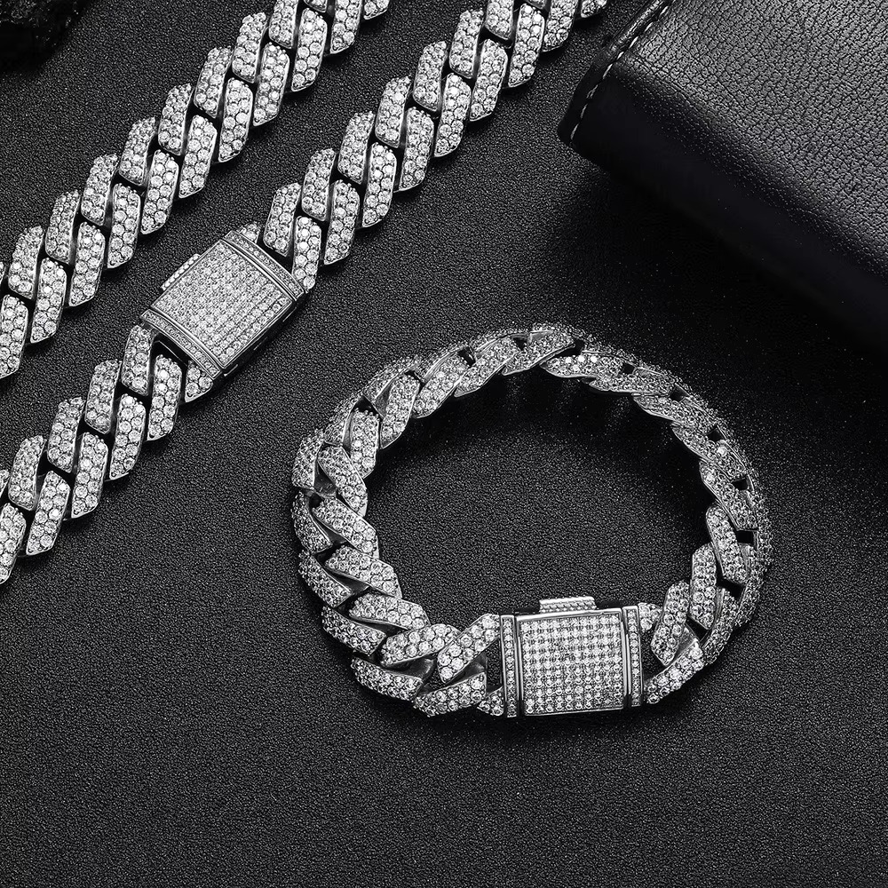 Hiphop Bling CZ Cubic Zirconia Iced Out Purple Miami Curb Cuban Link Chain Bracelet for Men Rapper Jewelry Gold Silver Bracelets