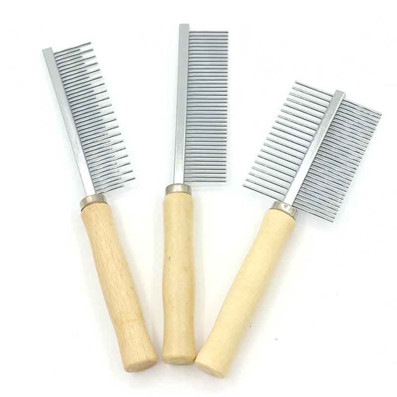 Dog Grooming Equipment Pet Hair Remover Cat Comb Wooden Handle Smooth Brush Accessories y250312