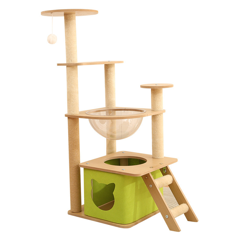 Multi-Level Cat Climbing Tower with Pillar Space Capsule and Nest - Ideal for Summer Fun