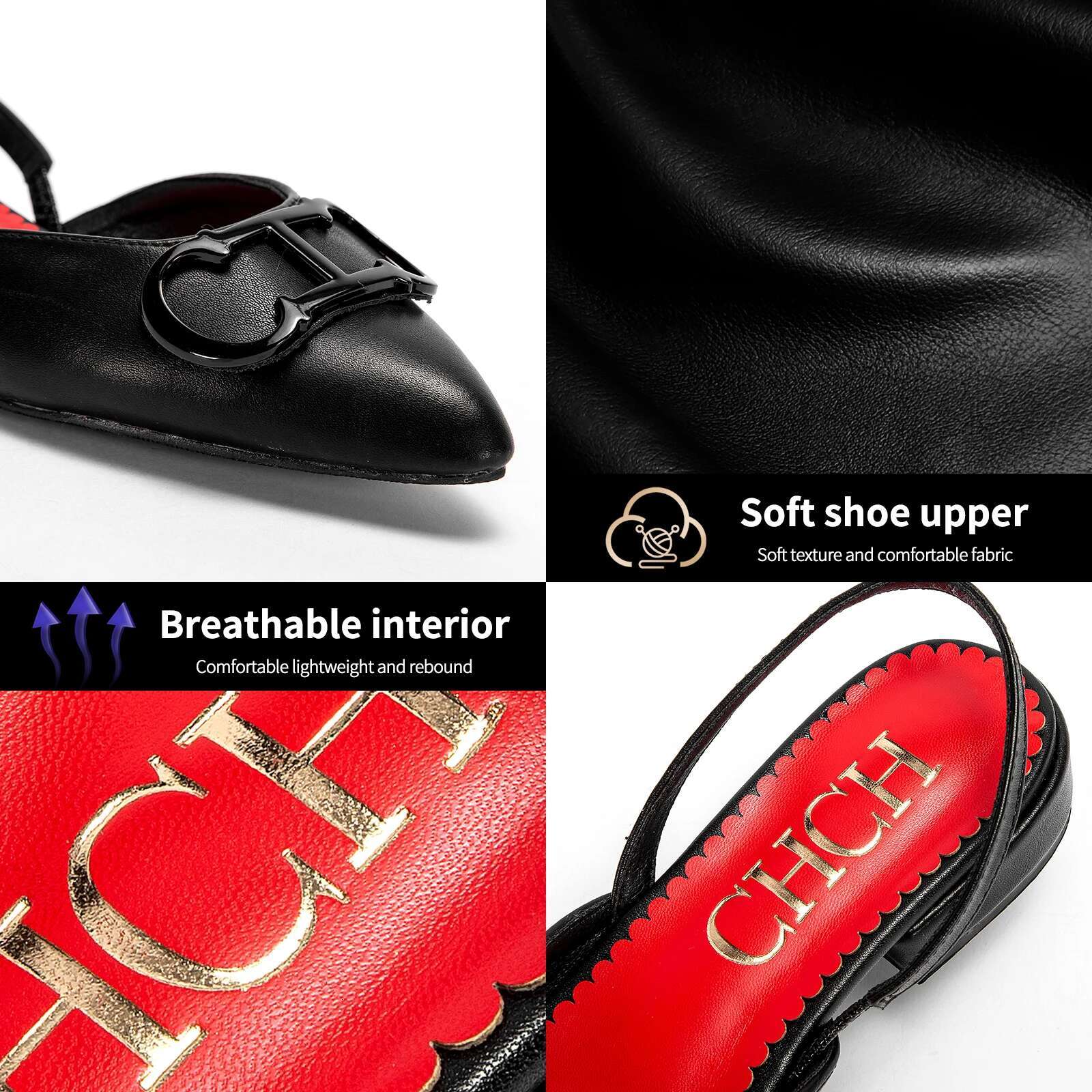 CHCH Sandals 2024 New Pointed Flat bottomed loafers Simple Black Business Women's Shoes