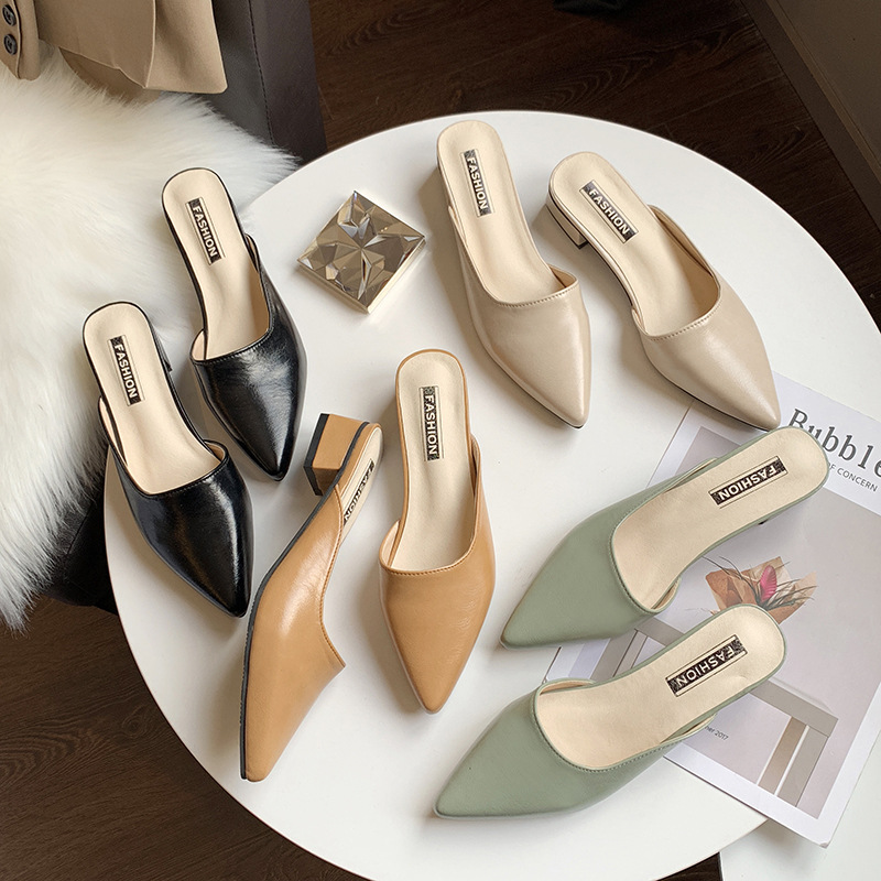 Free shipping new slippers women sandals low heels comfortable fashion daily black green beige khaki