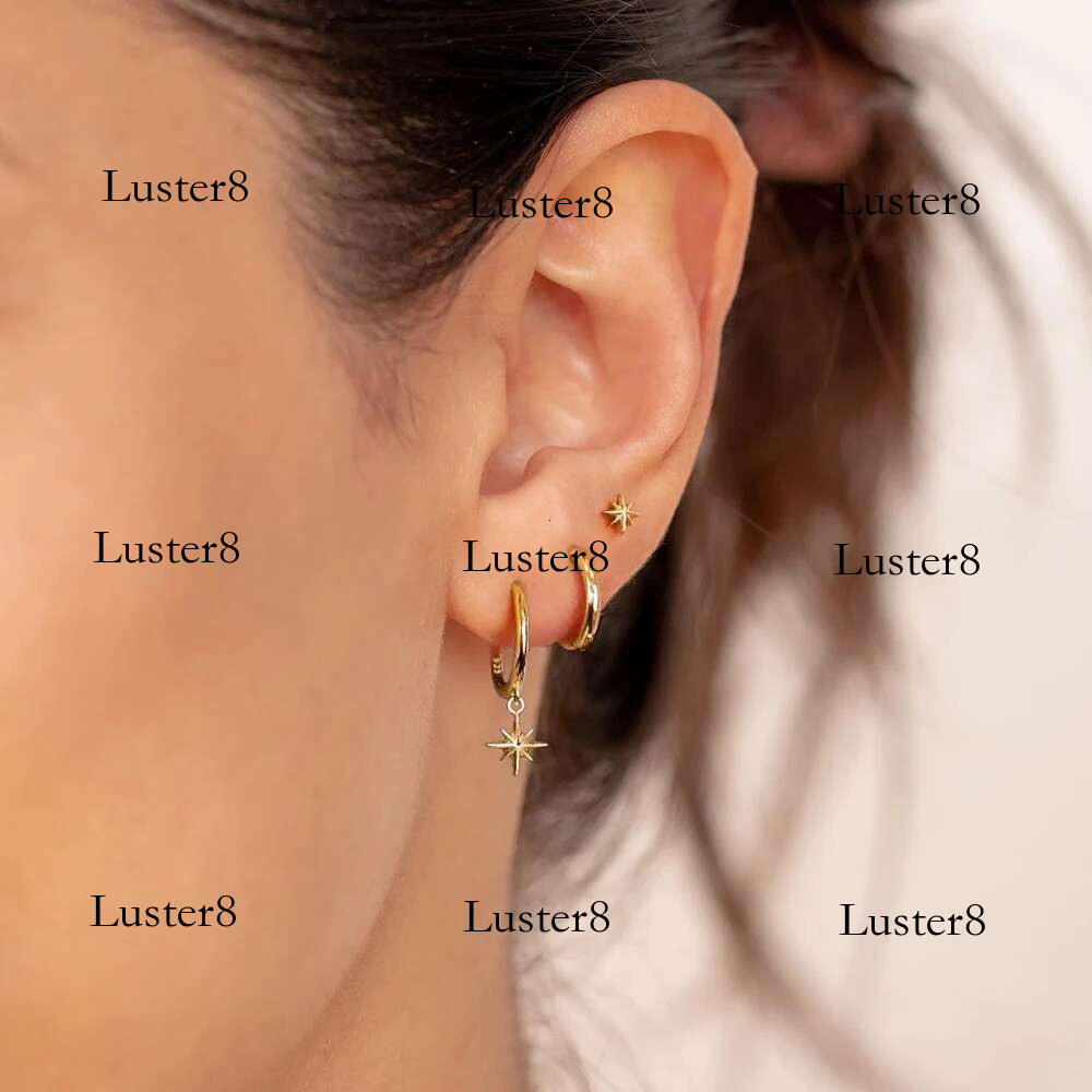3 Piece Fashion Stainless Steel Round Star Drop Earrings Set for Women Gold Plated Dangle Earring Punk Unisex Rock Jewelry