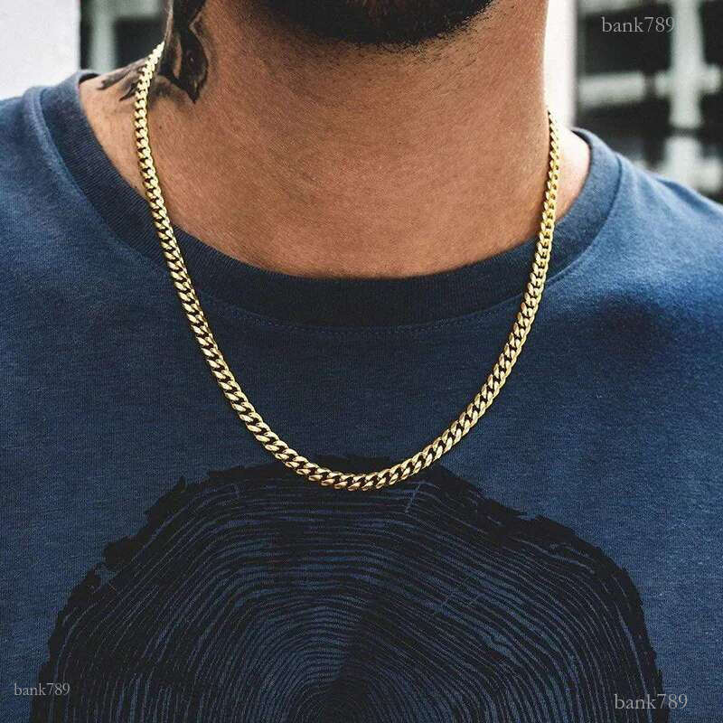 Miami Cuban Chains Necklace for Men Women Basic Punk Hip Hop Jewelry Stainless Steel Gold Cuban Link Chain Chokers Necklace