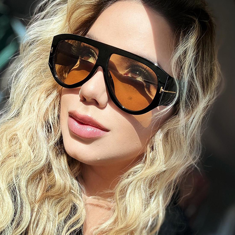 Large T-Shaped Nail Toad Mirror Thick Frame Men's Pilot Ins Fashionable Trendy Sunglasses Women