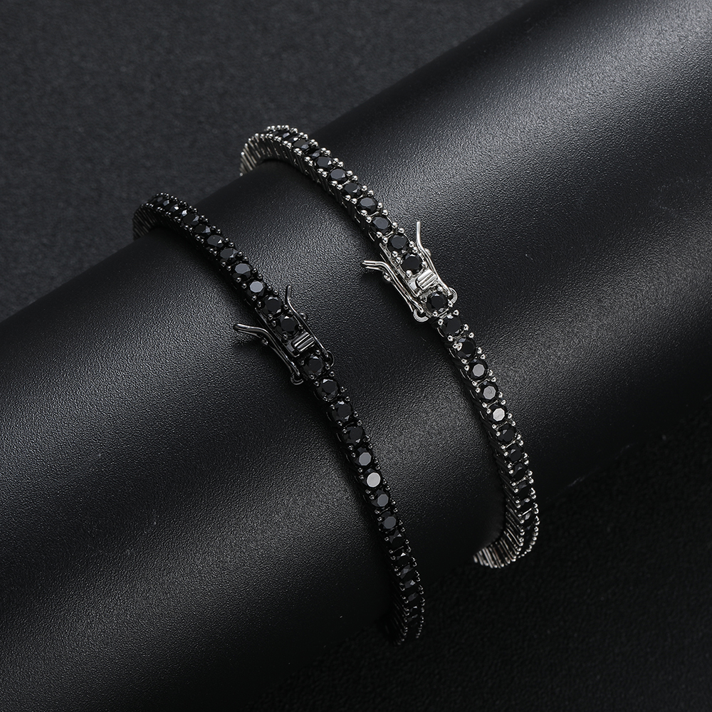 3mm 4mm 5mm Black Zirconia Tennis Bracelets Brass Chain bracelet For Men And Women