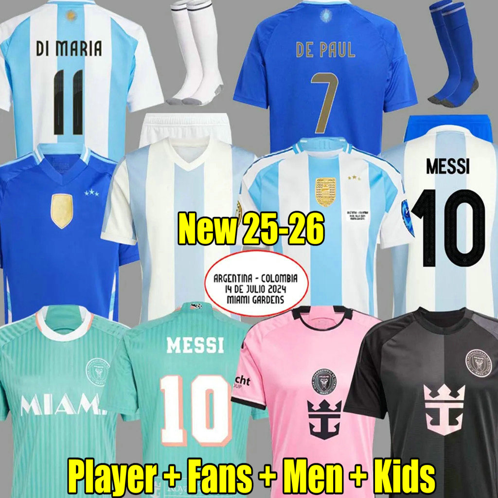 DI MARIA 3 star ArgentinaEs soccer Jerseys final Fan playe 2024 2025 2026 J.ALVAREZ MESSIS kids kit Men football shirt MARADONA 24 25 26 women