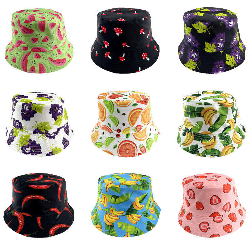 New Creative Printed Fruit Pattern Fisherman's for Women's Summer Outdoor Leisure Sunshade Double sided Can Wear Basin Hat