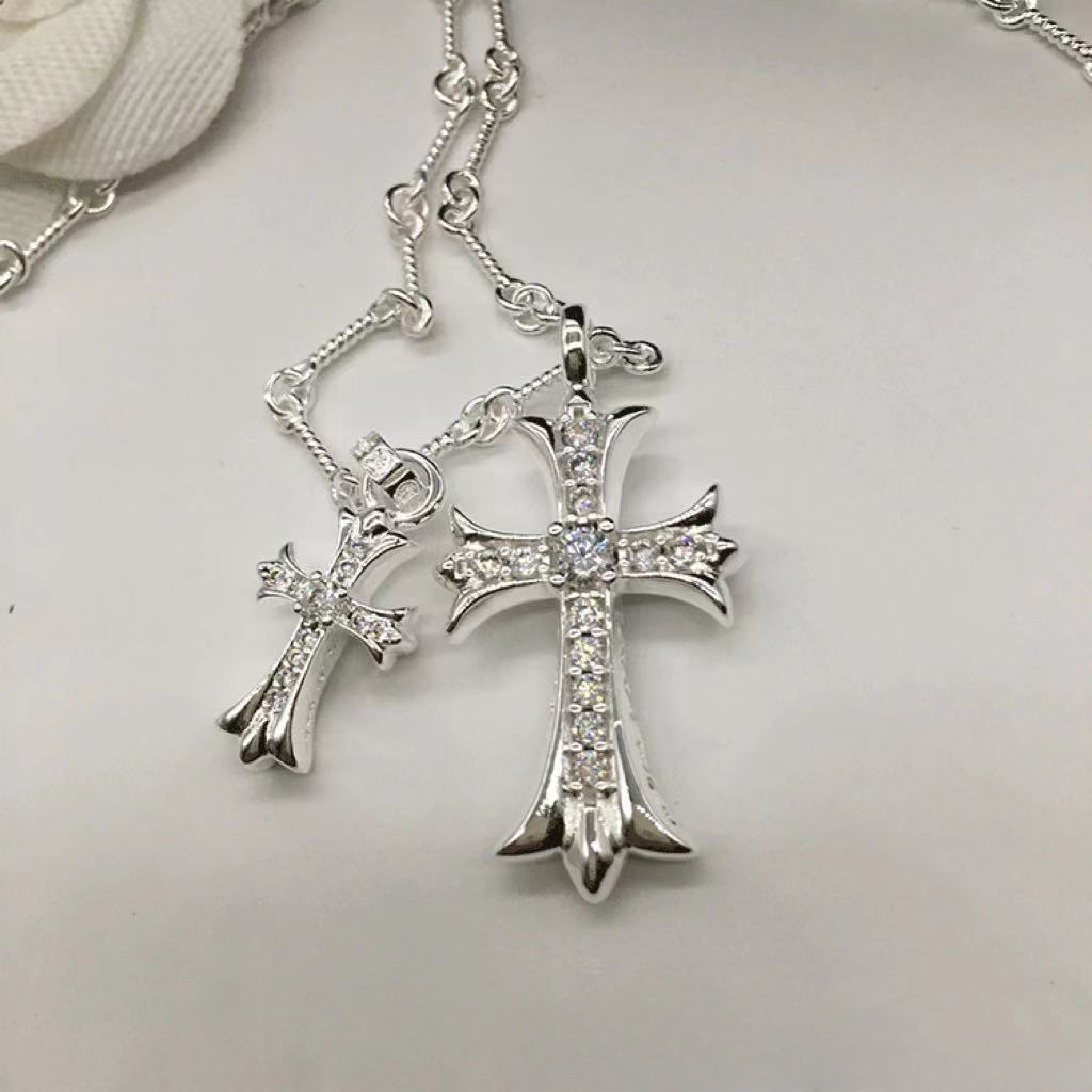 Jewellery Necklace Designer Luxury Stainless Steel Waterproof Chrome Plated Classic Cross Pendant for Wedding and Special Occasion Gift High Quality