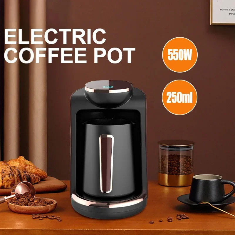 Turkish Coffee Maker Brew 4 Cups Espresso LED Dispaly Switch Portable Electric Moka Pot Tea Milk Teapot Coffee Machine Eu Plug 250317