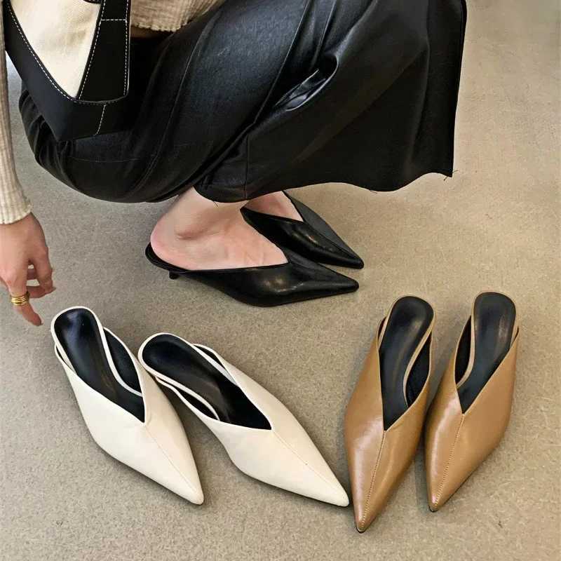 Fashion Pointed Toe Mules Sliding Shoes Womens Low Heel Sliding Sandals Womens Elegant Dress Sliding Comfortable Designer Pump Womens Y250315
