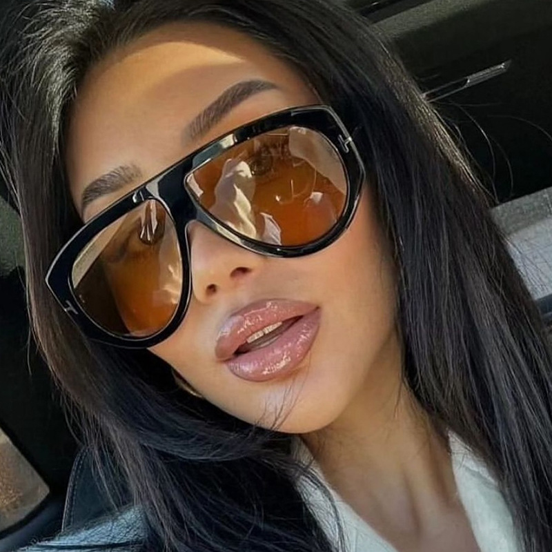 Large T-Shaped Nail Toad Mirror Thick Frame Men's Pilot Ins Fashionable Trendy Sunglasses Women