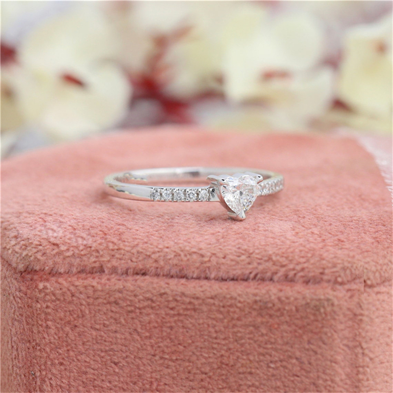 Jewelry 0.5 Carat Heart Cut Lab Grow Diamond Half Band Engagement Ring For Women Real Gold Anniversary Womens Gold Ring