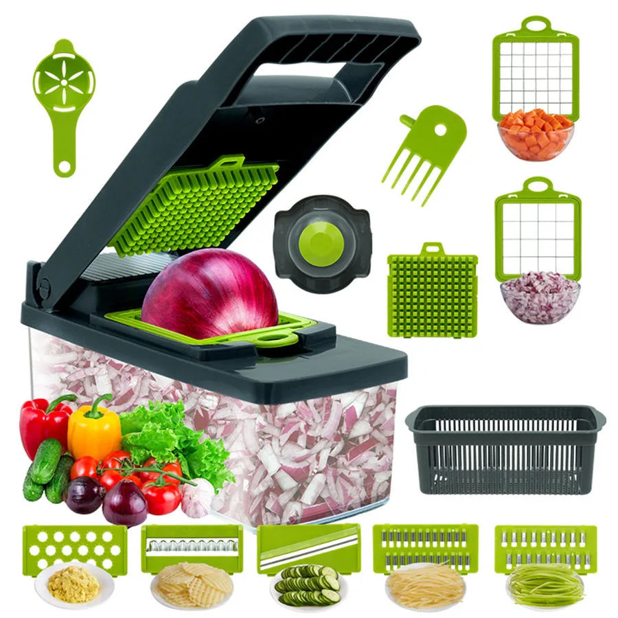 14/16 in 1 Multifunctional Kitchen Artifact Vegetable Cutter Dicer Shredder Grater Slicer Household Kitchen Supplies 250314