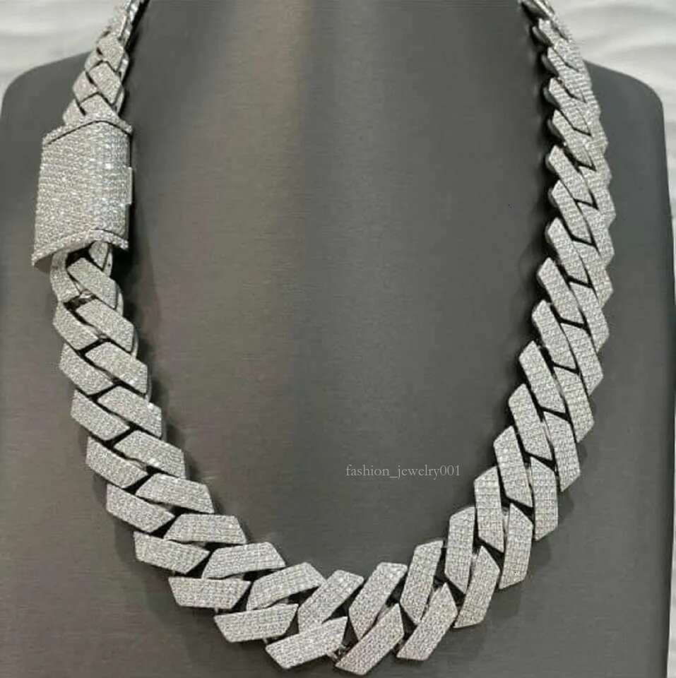 Bulky Prong Setting 20Mm 4 Rows Sterg Sier Iced Out VVS Moissanite Cuban k Chain