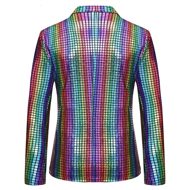 Sequins Blazers Shiny Suit Jacket Halloween Outfits Two Button Blazer Tuxedo Disco Glitter Party For Men Dinner 250214