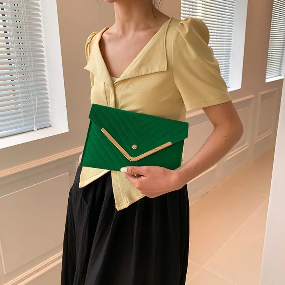 Trendy Evening Clutch Solid Felt Envelope Bags Casual Minimalism Handbag Business Womens Bag