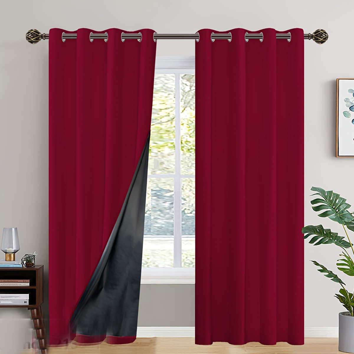 T0371 4-piece blackout curtains, thermal insulation grommet curtains for bedroom blackout, noise reduction curtain for living room