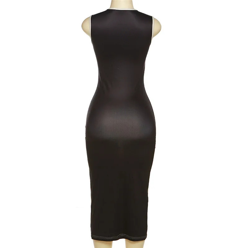 Summer top womens personalized fashion dress spice girl slim niche sense sleeveless long dress vintage harajuku clothes 250317