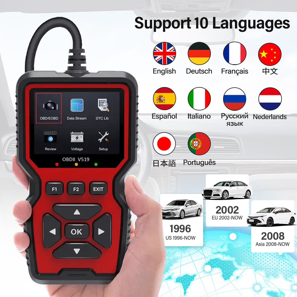 OBD2 Scanner Live Data V519 Professional Mechanic Diagnostic Code Reader Tool Clear Fault Code Reader Automotive Scanner