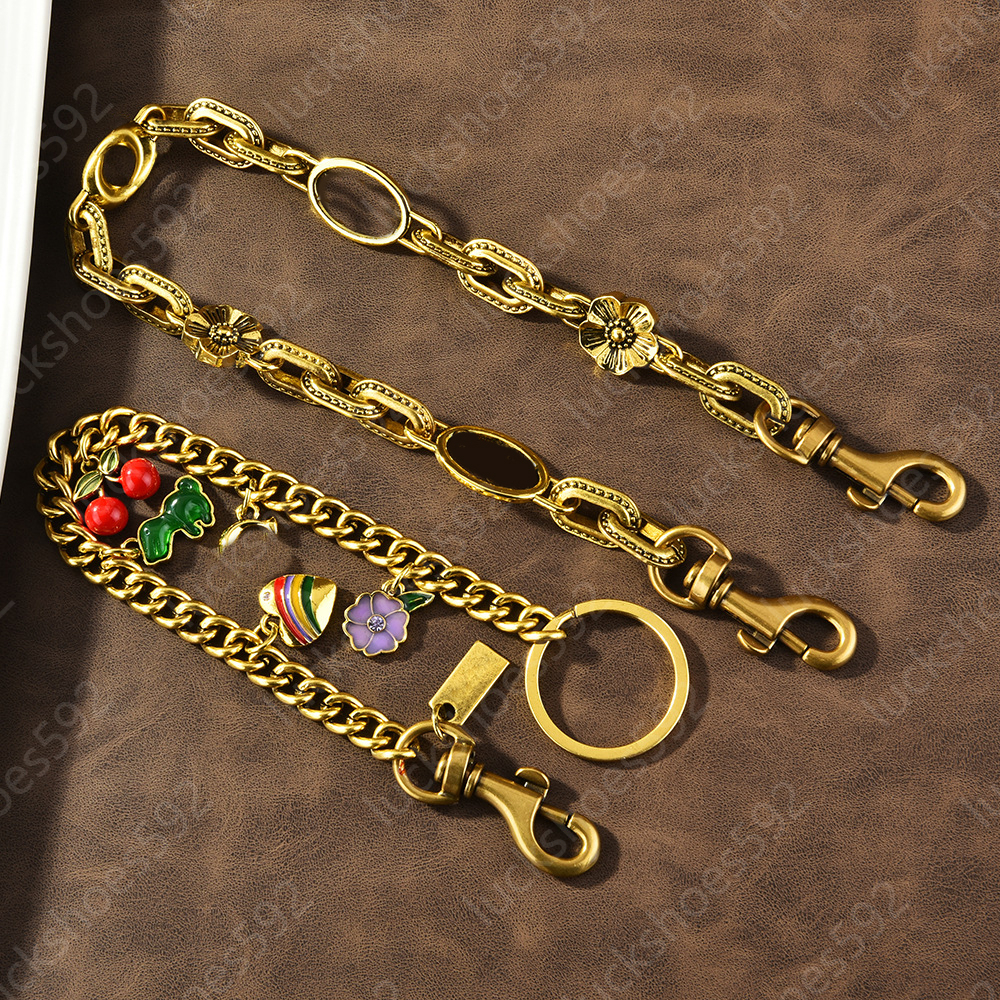 designer bag charm chain Gold Plated Keychain multipurpose womens Backpack chain charms Strawberry bow love pendant Quality fashion accessories w