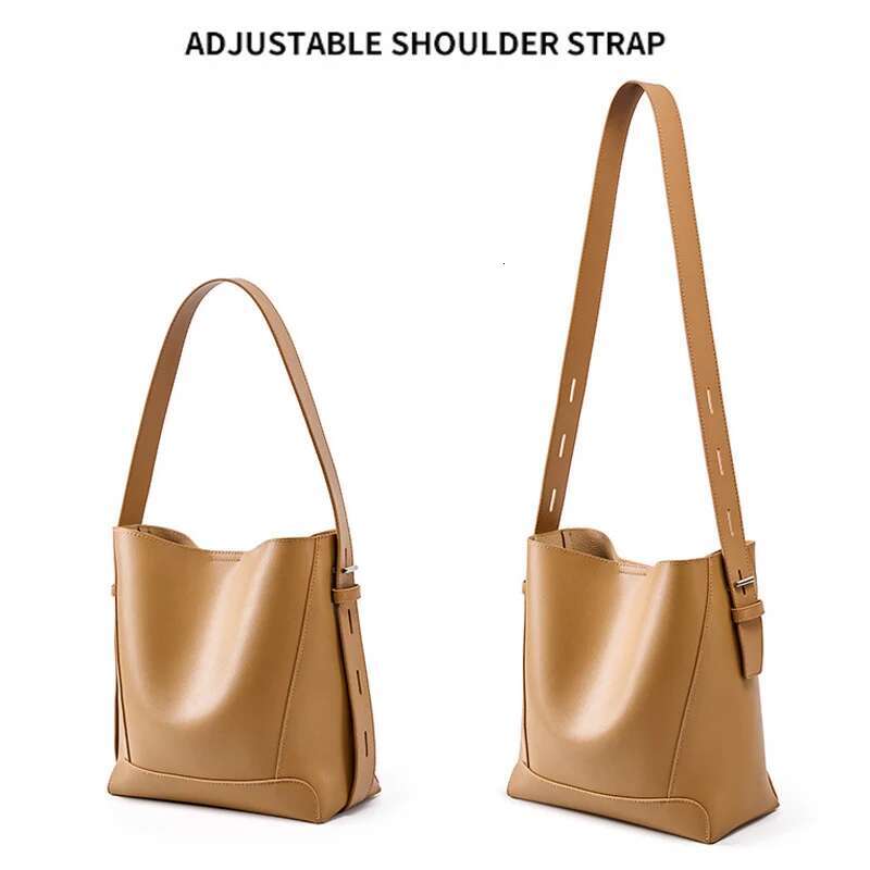 Ladies' Split Leather Bucket Female Commute Shopping Messenger Bags Adjustable Shoulder Strap Women Casual Handbag