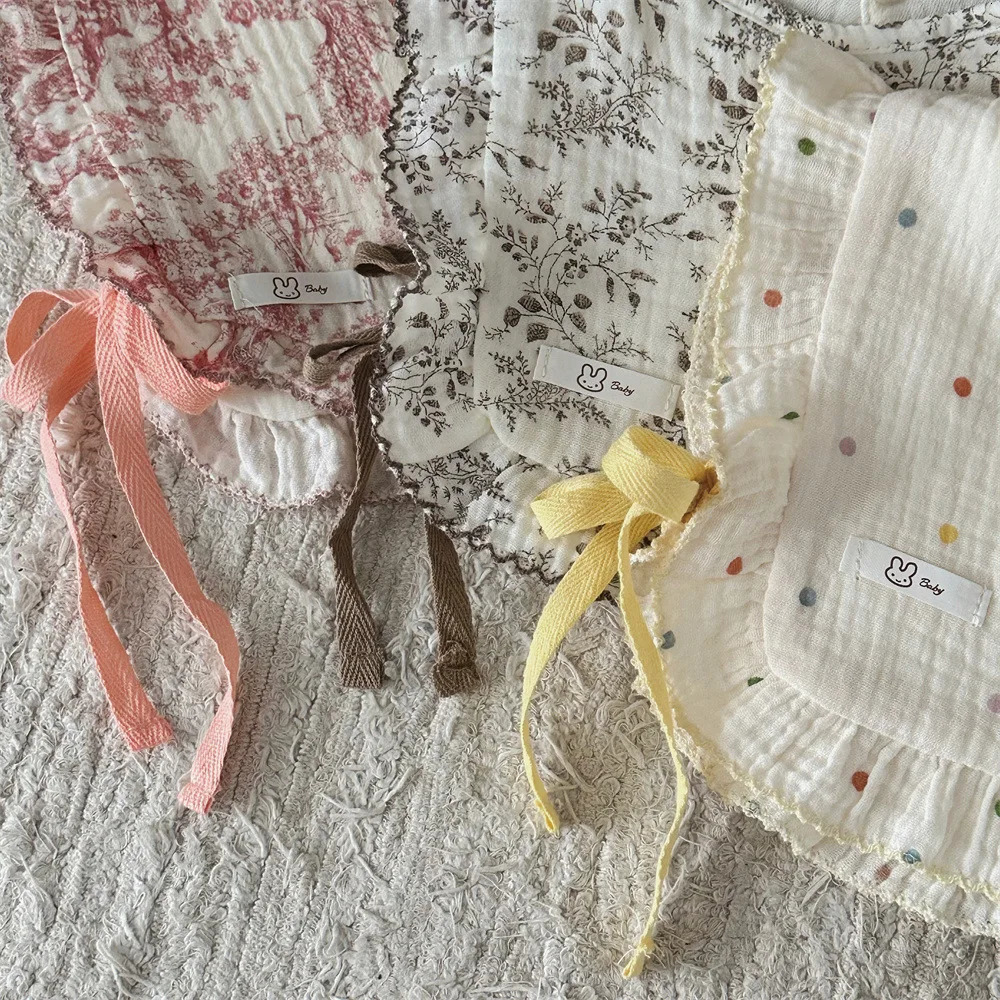 INS Style Baby Feeding Drool Bib Ruffle Floral Infants Lace Saliva Towel Soft Cotton Burp Cloth For born Toddler Kids Bibs 250317