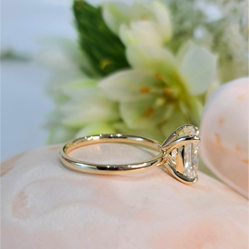 Jewelry 14K Yellow Gold Radiant Lab Grown Diamond Engagement Ring CVD Lab Grown E VS1 Radiant Cut Diamond Solitaire Promise Womens Gold Ring