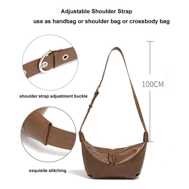 Famicare 2025 Genuine Leather Crossbody For Women Simple Dumpg Style Fashion Shoulder Bag Hobos Messenger Handbag