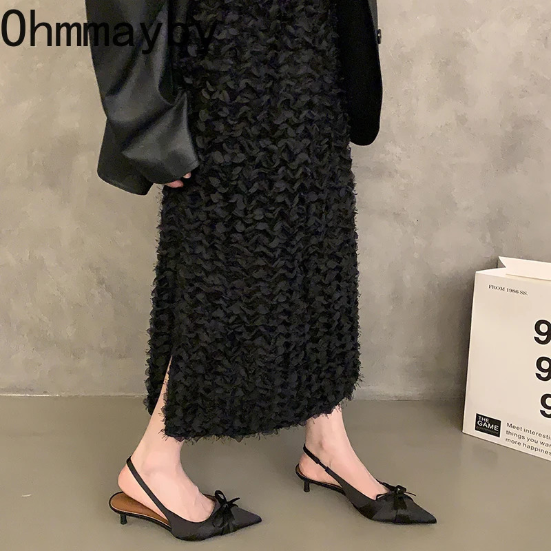 Summer High Heel Butterfly-knot Women Sandals Fashion Pointed Toe Singbacks Shoes Ladies Elegant Dancing Party Pumps 250317