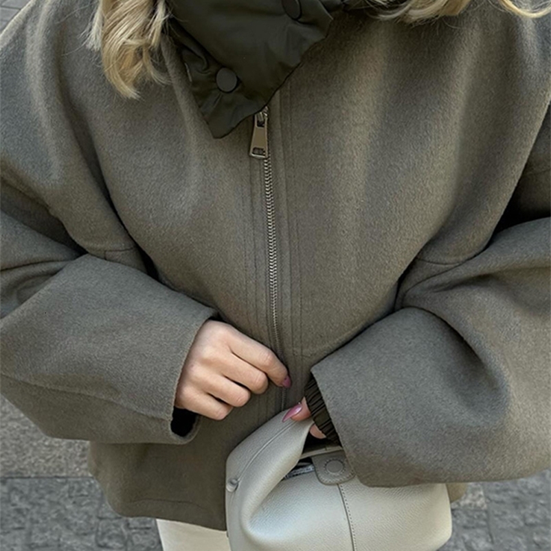 Autumn Bomber Jacket For Women Casual Zipper Hooded Short Coats Female Vintage Street Pockets Outerwear 250314