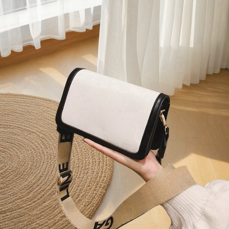 Evening Bags PU Leather Chain Shoulder Crossbody Square For Women Letter Women's Designer Wide Strap Handbag Trend Female Armpit Bag