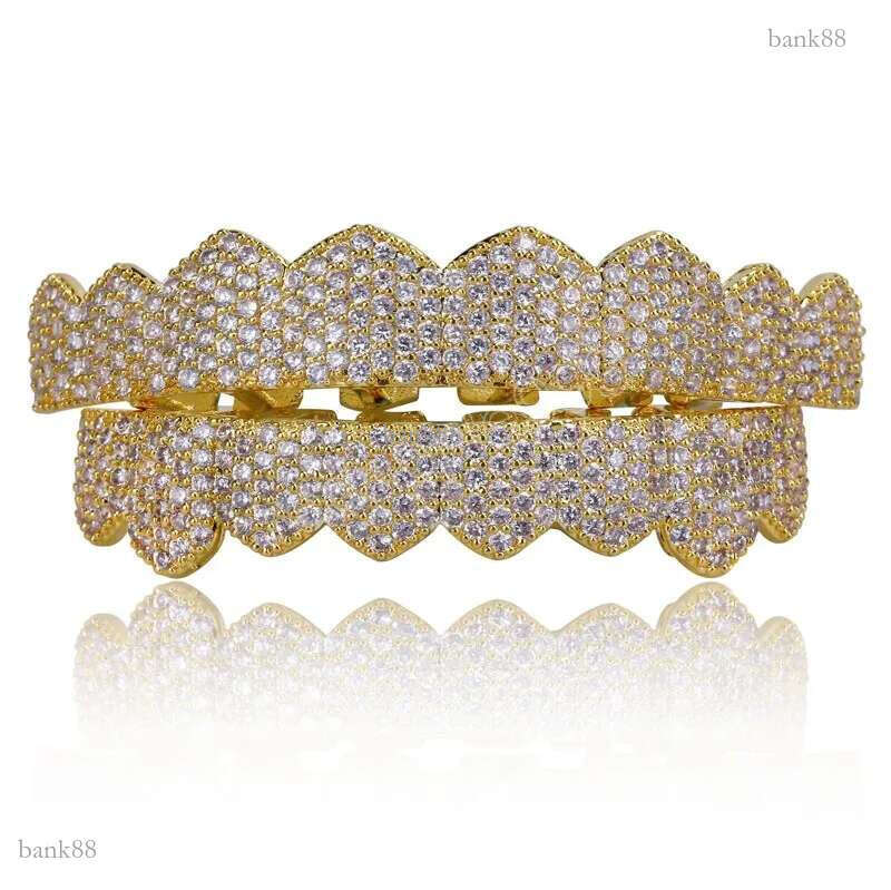Hip Hop Gold Teeth Grillz Set Top Bottom Tooth Grills Dental Mouth Punk Teeth Caps Party Jewelry