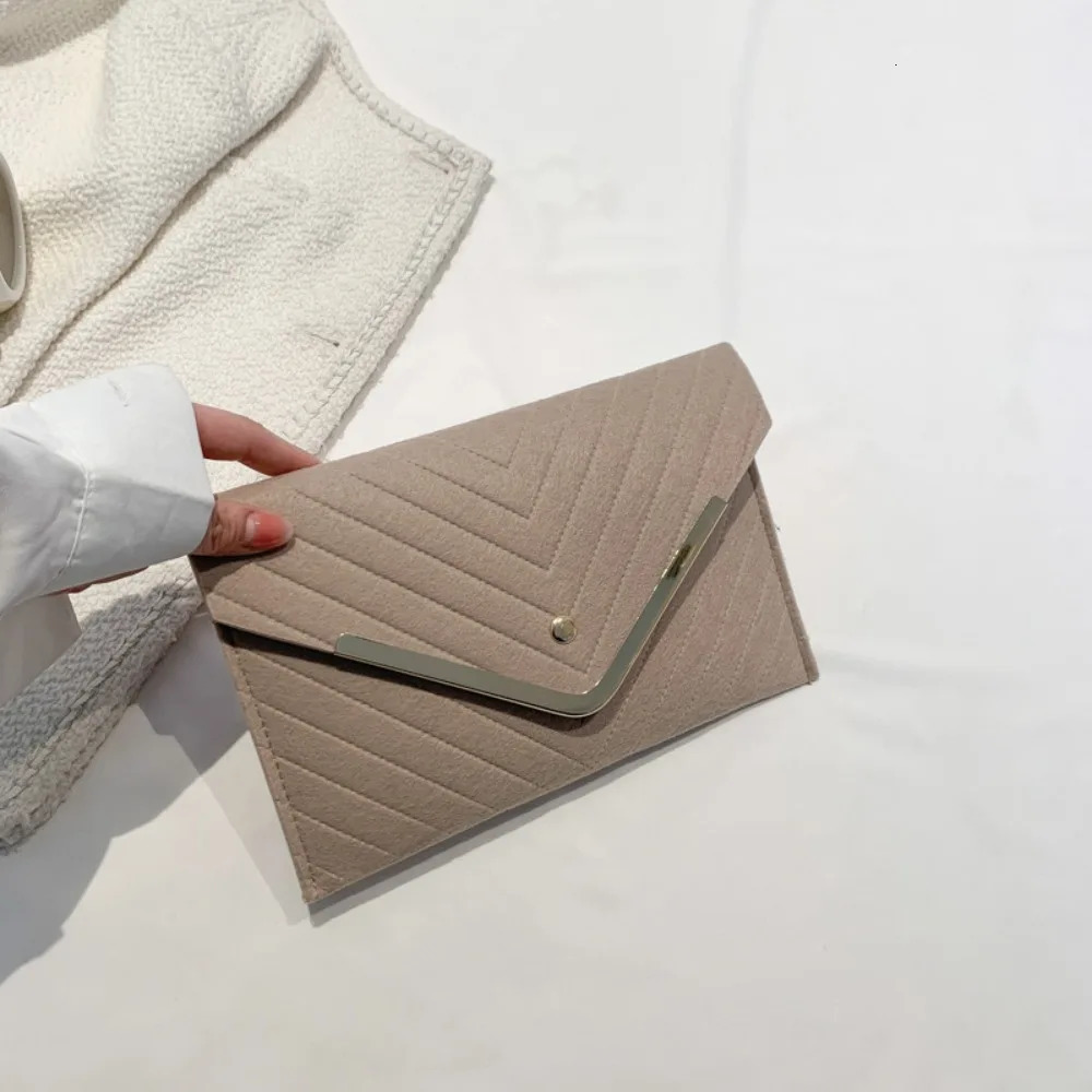 Trendy Evening Clutch Solid Felt Envelope Bags Casual Minimalism Handbag Business Womens Bag