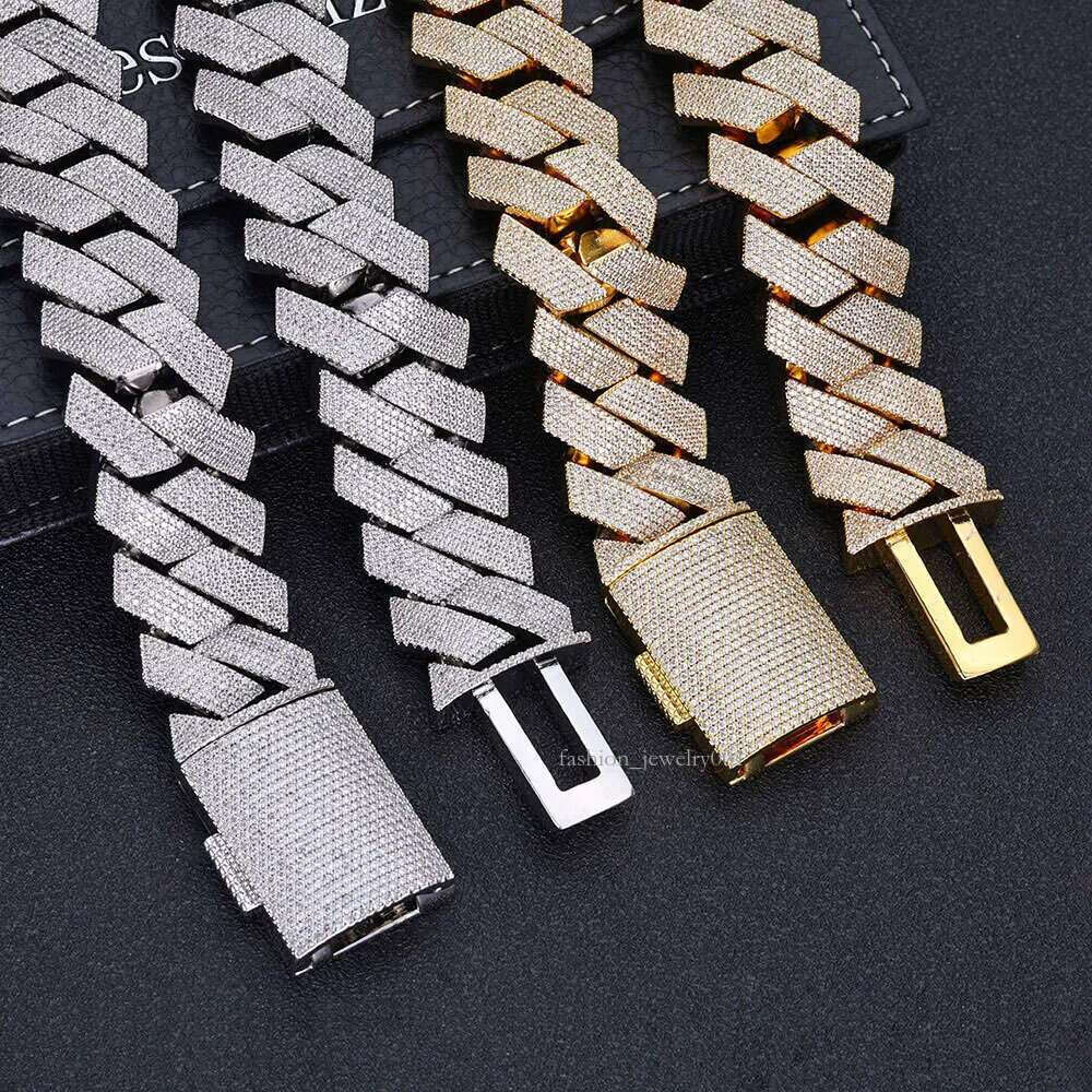 moissanite chain cuban k necklace 25mm 6 row full dia ice out vvs pass dias tester stainless steel plating hiphop men's jewelry bracelet
