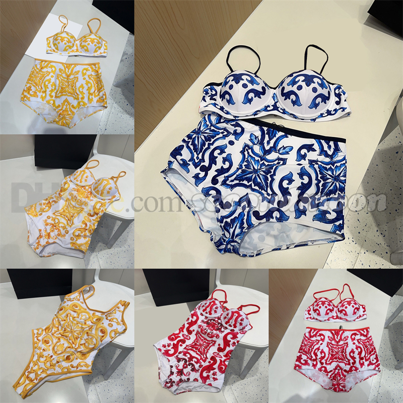 Two Piece Set Swimwear Women Cover Belly Swimsuit Designer Print Bikini Set High Waist Swim Suit