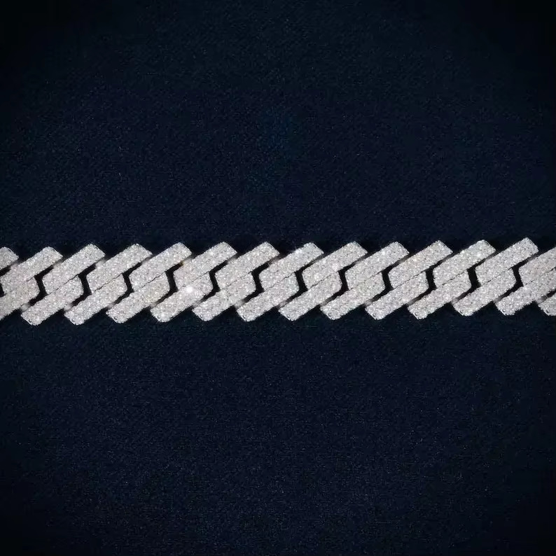 EAST S925 Iced Out Cuban Link Bracelet 10MM Moissanite 2 Row Round Cut Pass Diamond Test Luxury Rapper Style Hip Hop Jewelry