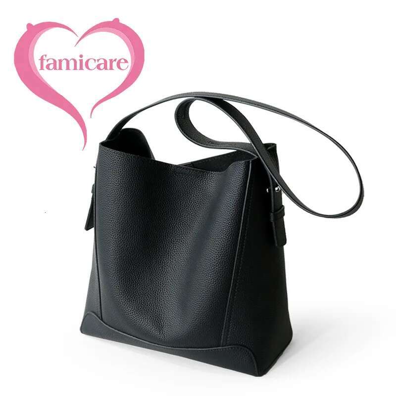 2024 New Women Female Shoulder Bags Lady Cowhide Genuine Leather Bucket Handbag Girl Messenger Crossbody Bag Tote