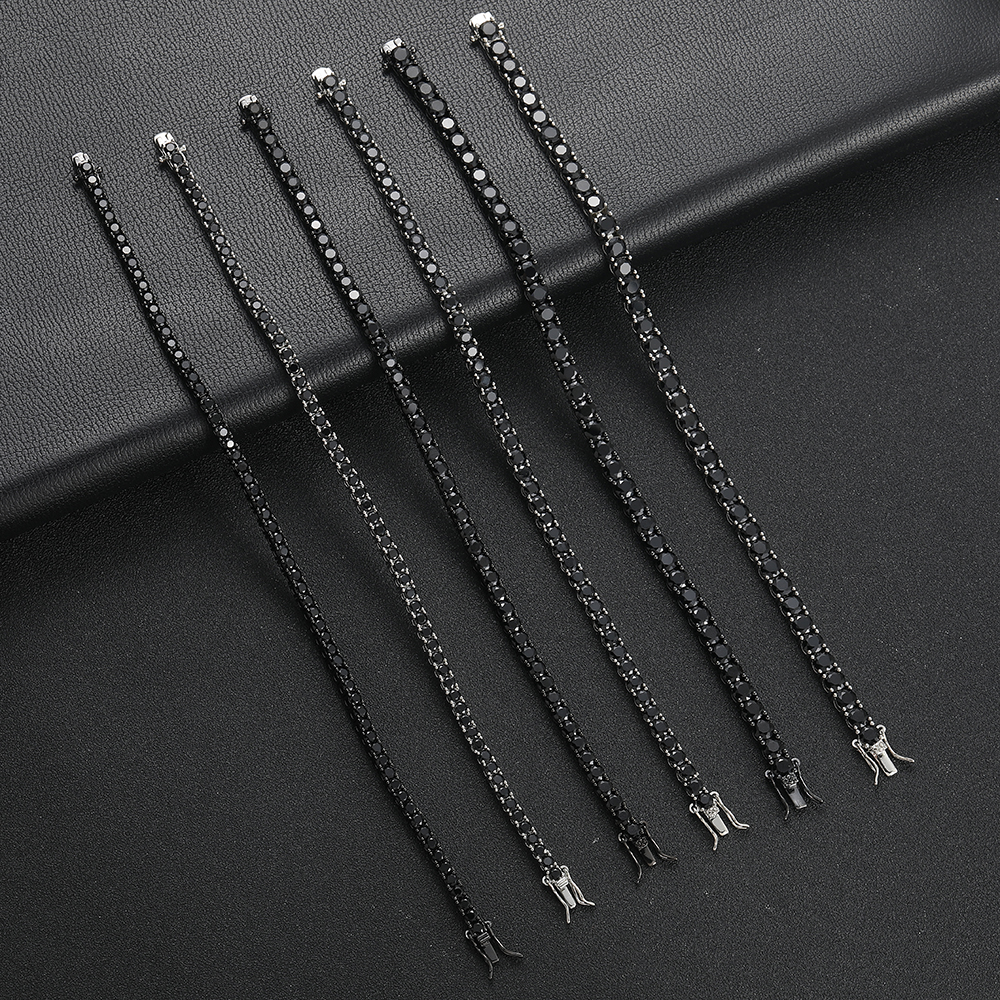 3mm 4mm 5mm Black Zirconia Tennis Bracelets Brass Chain bracelet For Men And Women