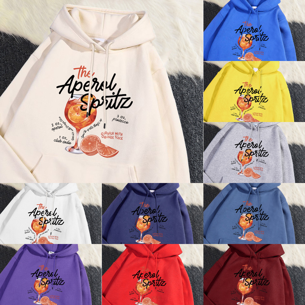 Designer Hoodie Winter Women's Hoodie Aperol Spritz Retro Printed Street Sweatshirt Loose Pocket Warm Wool Pullover Kawaii Sportswear Men's 