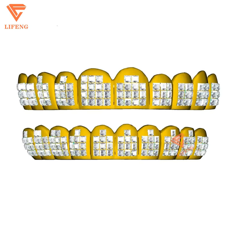 Iced Out VVS Moissanite Grillz Women and Men Hip Hop Jewelry Grillz Teeth Custom 925 Sterling Sliver Princess Cut Diamond Grillz