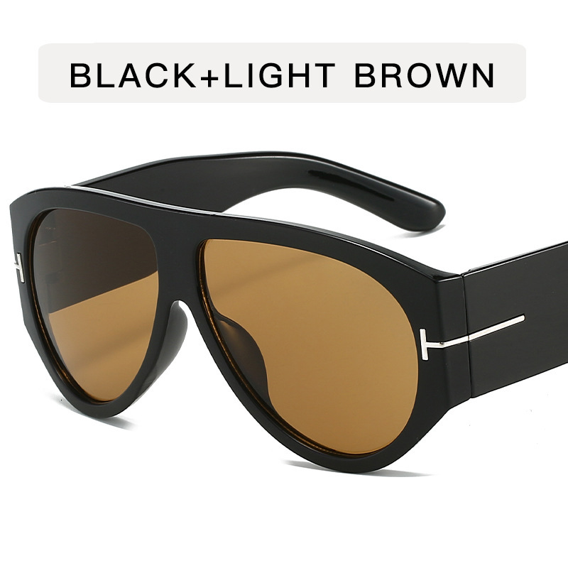 Large T-Shaped Nail Toad Mirror Thick Frame Men's Pilot Ins Fashionable Trendy Sunglasses Women