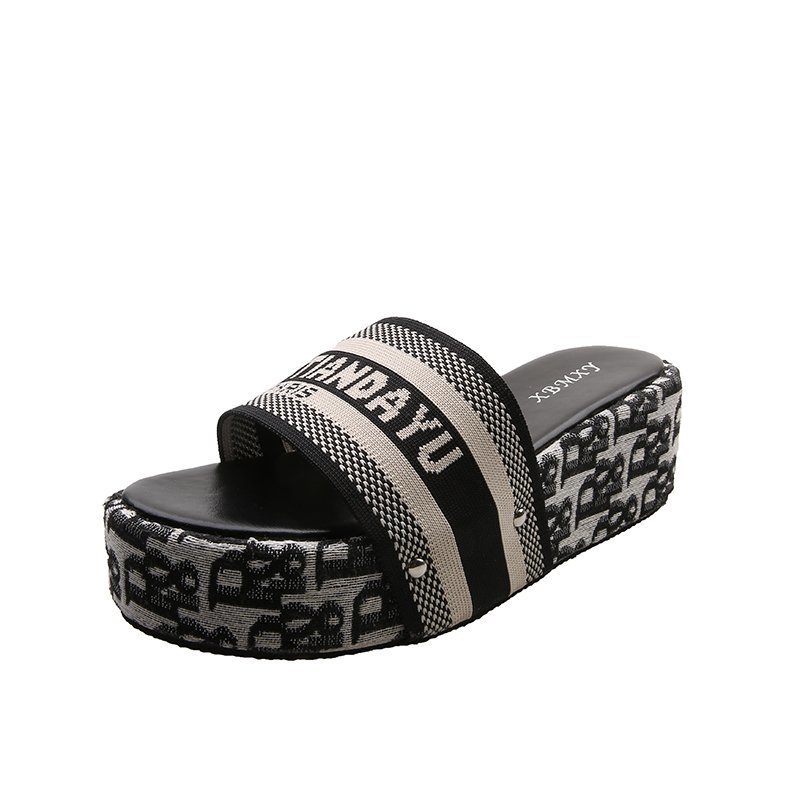 Free shipping new slippers women sandals French thick sole breathable comfortable fashion daily beige black gray