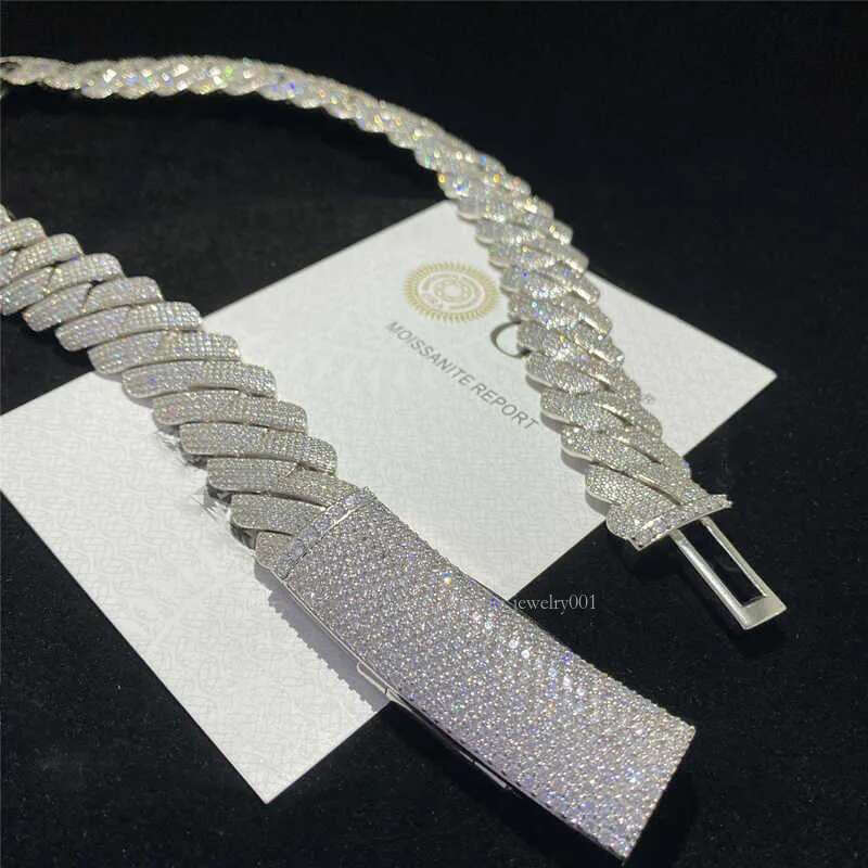 necklace moissanite chain Heavier Big Guy 20mm 4 Row Dias Cuban Necklace Sterg Sier Iced Out Vvs Moissanite Dia k Chain