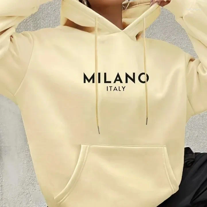 Women's Hoodies Italy Letter Print Long Sleeve Hoodie Sweatshirt Independent Station Hooded Crew Neck Pullover Fashion Clothing