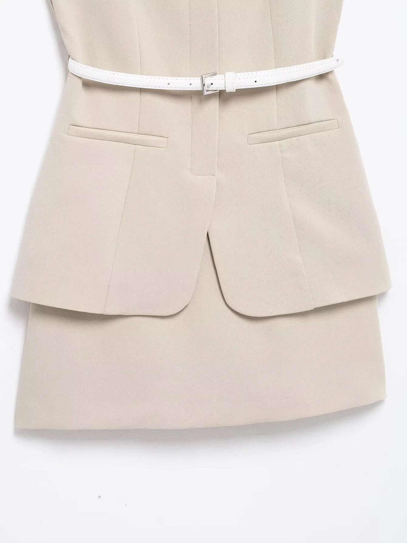 DEEABAE New Spring And Summer French Style High-End Waist Slim Fit With Belt Two-Piece Sleeveless Short Dress