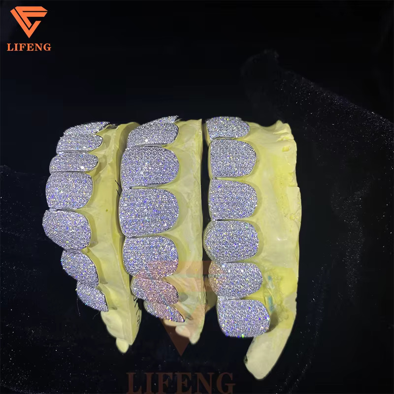 10K 14K 18K Vvs Moissanite Grillz Custom Gold Teeth Grillz With Round Brilliant Cut Hip Hop Diamond Grillz for Men Women