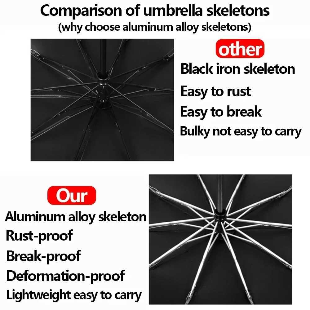 Big Umbrella Windproof Strong With Reflective Stripe Reverse Automatic Fold Umbrella UV Umbrella Insulation Portable ParasolC250317