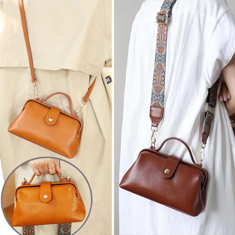 Hot Sale Women High Quality Waterproof Genuine Leather Messenger Lady Minimalist Doctor Handbag Girls Crossbody Shoulder Bag